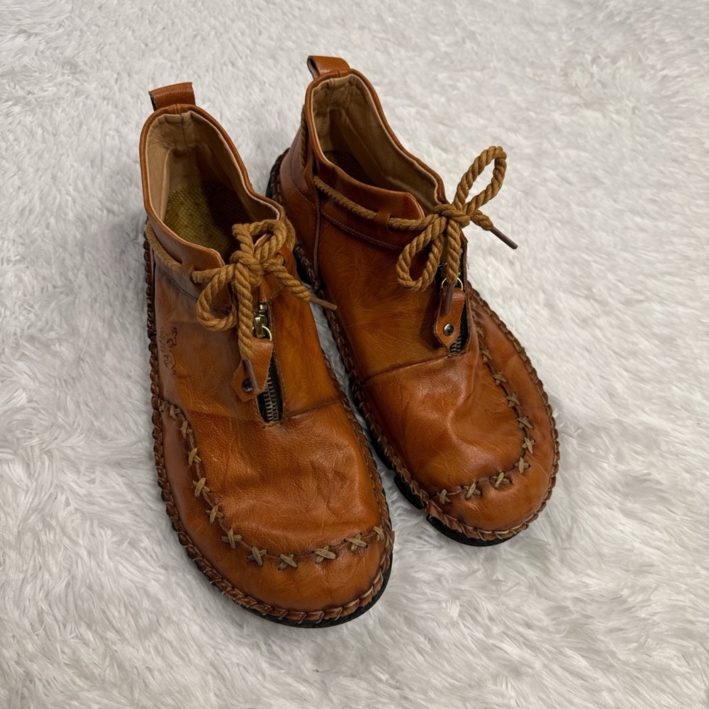 Source Unknown Brown Leather Slip-Ons - image 4